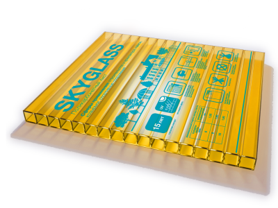 Сотовый поликарбонат( 04 ) SKYGLASS/СКАЙГЛАСС  Желтый